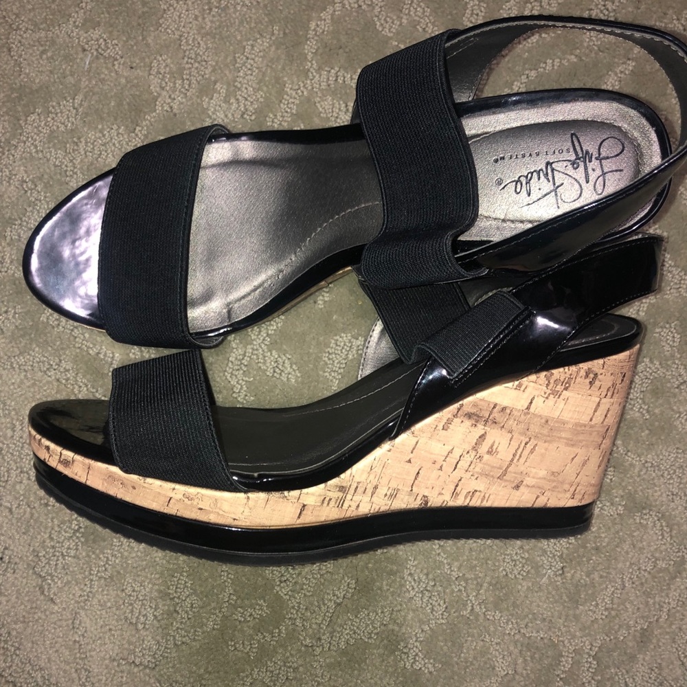 Life stride black wedges-cork wedge - COMFORTABLE